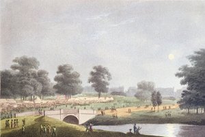 1814年8月1日、マシューデュブールによって彫刻されたハイドパークの見本市（色付きの彫刻）