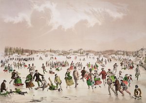 ジャマイカ池、マサチューセッツ州ウェストロクスベリー、1859年頃（カラーリトグラフ） 作： John Henry Bufford