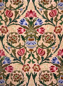 シングルステムの壁紙デザイン、1905年（紙に色木版印刷） 作： John Henry Dearle