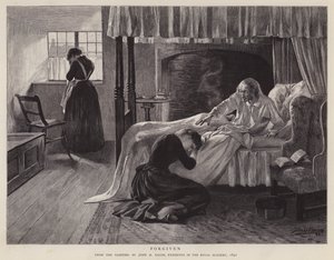 1891年にロイヤル・アカデミーで展示されたJohn H Baconの絵画「Forgiven」（リトグラフ版 作： John Henry Frederick (after) Bacon