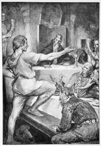 「ベーオウルフはハンフェルスに傲慢に答える」、1910年。 作： John Henry Frederick Bacon