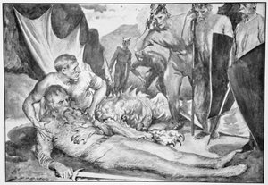 「ベオウルフの死」、1910 年。 作： John Henry Frederick Bacon