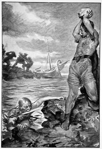 「巨大な石を持ち上げたトルビオン」、1910年。 作： John Henry Frederick Bacon