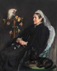 老婦人とペットたち（ウィリアム・ソマヴィル夫人撮影 作： John Henry Lorimer