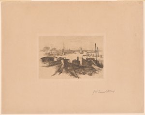 はしけのある港 作： John Henry Twachtman