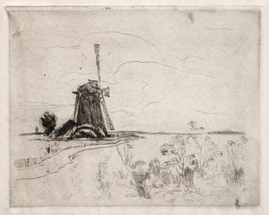 ミルと雑草、オランダ。 作： John Henry Twachtman