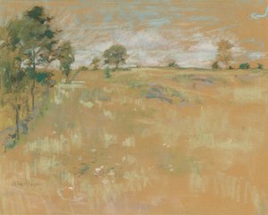 牧草地、グリニッジ、コネチカット、c。 1890-1900。 作： John Henry Twachtman