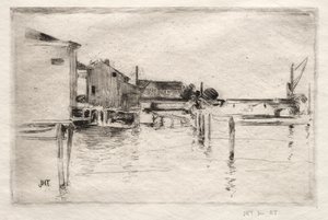 ドック、ブリッジポート、コネチカット。 作： John Henry Twachtman