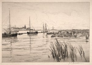 オランダの堤防。 作： John Henry Twachtman