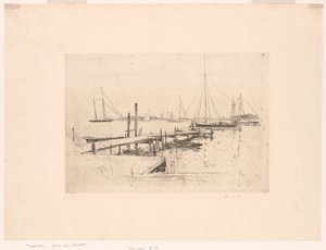 ヨット・ドック 作： John Henry Twachtman