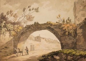 イタリアのアーチ道、1798年頃（紙にペンとインクで水彩） 作： John Herman Merivale