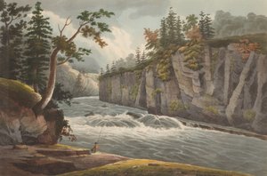 ハドレーの滝の上のラピッズ 1822-23年のハドソンリバー・ポートフォリオの第4号。 作： John Hill