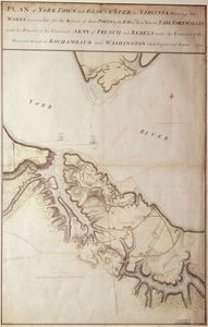 1781年のヨークタウン包囲戦のイギリス地図 作： John Hills