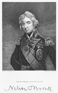 ジョンコクラン（fl.1821-65）によって刻まれた、ホレイショネルソン提督の署名入りの肖像画 作： John Hoppner