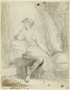 座っている女性 作： John Hoppner