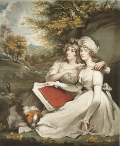 バート・フランクランド卿の娘たちが刻まれ、パブに。ウィリアム・ウォード（1766-1826）、1797（メゾチント彫刻）