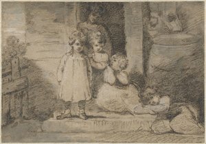 4人の子供と年長の女の子 作： John Hoppner