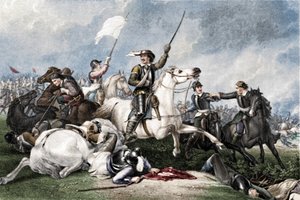 「マーストン ムーアの戦いでのクロムウェル」、1886 年 作： John J Crew