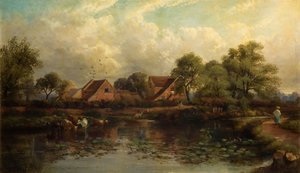 ハンズワース、ウッドレーンの農場、1850～1908年。 作： John Joseph Hughes