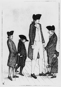アイルランドの巨人バーン、ワトソン氏、マッゴーワン氏、フェアホルム氏、ジョーディー・クランストン、1784 作： John Kay