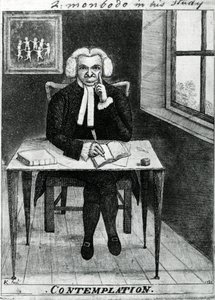 熟考-彼の研究におけるモンボド卿、1784 作： John Kay