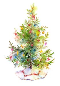 スカート付きクリスマスツリー、2016、（水彩）
