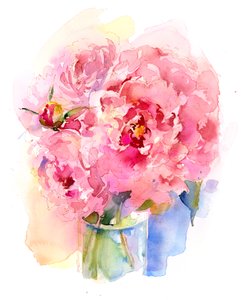 牡丹の花束、2016、（水彩）