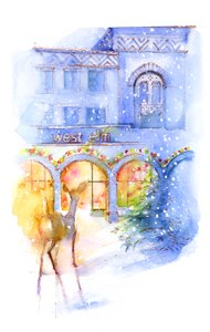 2016年クリスマスのウエストエルム（水彩） 作： John Keeling
