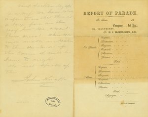 1861年5月10日、キャンプ・ジャクソンのジョン・ナップから妻への手紙 作： John Knapp