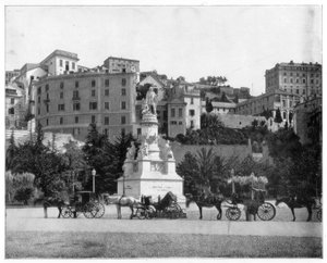 19世紀後半、イタリア、ジェノヴァ、コロンブスの像。 作： John L. Stoddard
