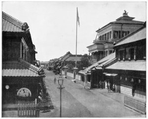 19世紀後半の日本の東京の通り。