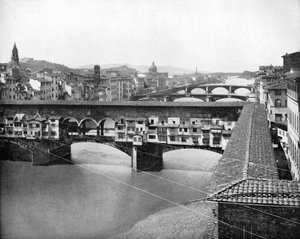 ヴェッキオ橋、イタリア、フィレンツェ、1893年。 作： John L. Stoddard