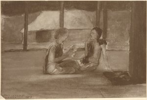 サモアの小屋の女の子 作： John La Farge