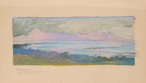 タヒチから海峡を臨むモーレア島、1891年1月、1891年1月。 作： John La Farge