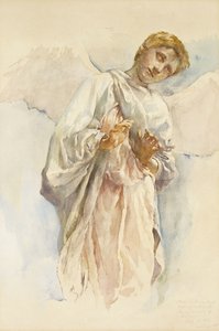 崇拝する天使-アセンション壁画のための研究、1887 作： John La Farge or Lafarge