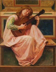 プレーヤー、1887（パルプ紙にワックス） 作： John La Farge or Lafarge