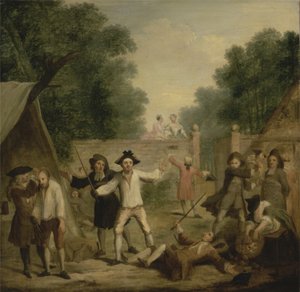 ホブの防衛、1725年頃（キャンバスに油彩） 作： John Laguerre