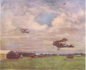 コリンズが発行したブリティッシュアドベンチャーの1918年の飛行場、1947 作： John Lavery