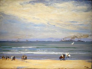 フランスのガンボート、タンジール湾 作： John Lavery