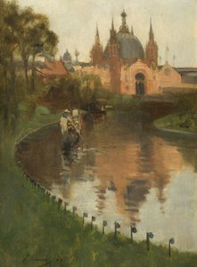 ケルビングローブ、川からの眺め、1888 作： John Lavery