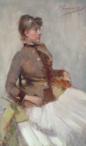 座っている女性の肖像画、1887 作： John Lavery