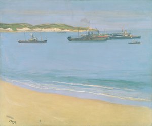サンジャンドゥルスの港-早朝、1917年 作： John Lavery