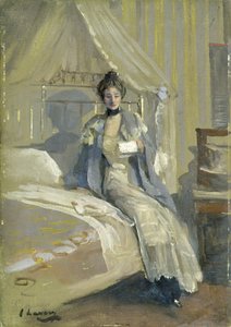 手紙（油彩、ミルボード） 作： John Lavery