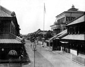 ジョン・ローソン・ストッダード（1850年～1931年）が撮影した日本のトキオの街並み（モノクロ写真）。