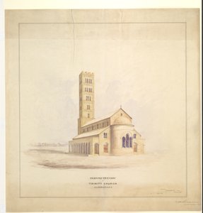 トリニティ教会、クラチー (カラチ)、1856 年 9 月 (紙に水彩) 作： John Le Mesurier