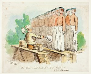 部隊を白いズボンに入れる経済的なモード 作： John Leech