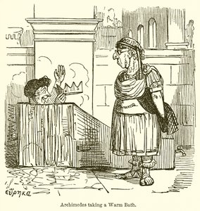暖かい風呂に入るアルキメデス 作： John Leech