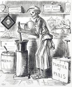 食品混入による中毒」と題された漫画 作： John Leech