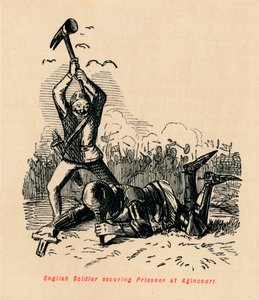 イギリス人兵士、アギンコートで囚人を確保、c1860、c1860 作： John Leech
