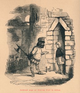 ガスラムはアルフレッドへの夜の訪問、c1860、c1860を支払います。 作： John Leech